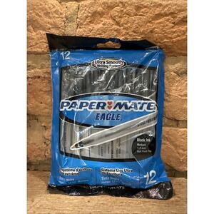 2005 Paper Mate Eagle Stick Pens 1.2 mm Ball Point Pen Black Ink 12 Pack NEW